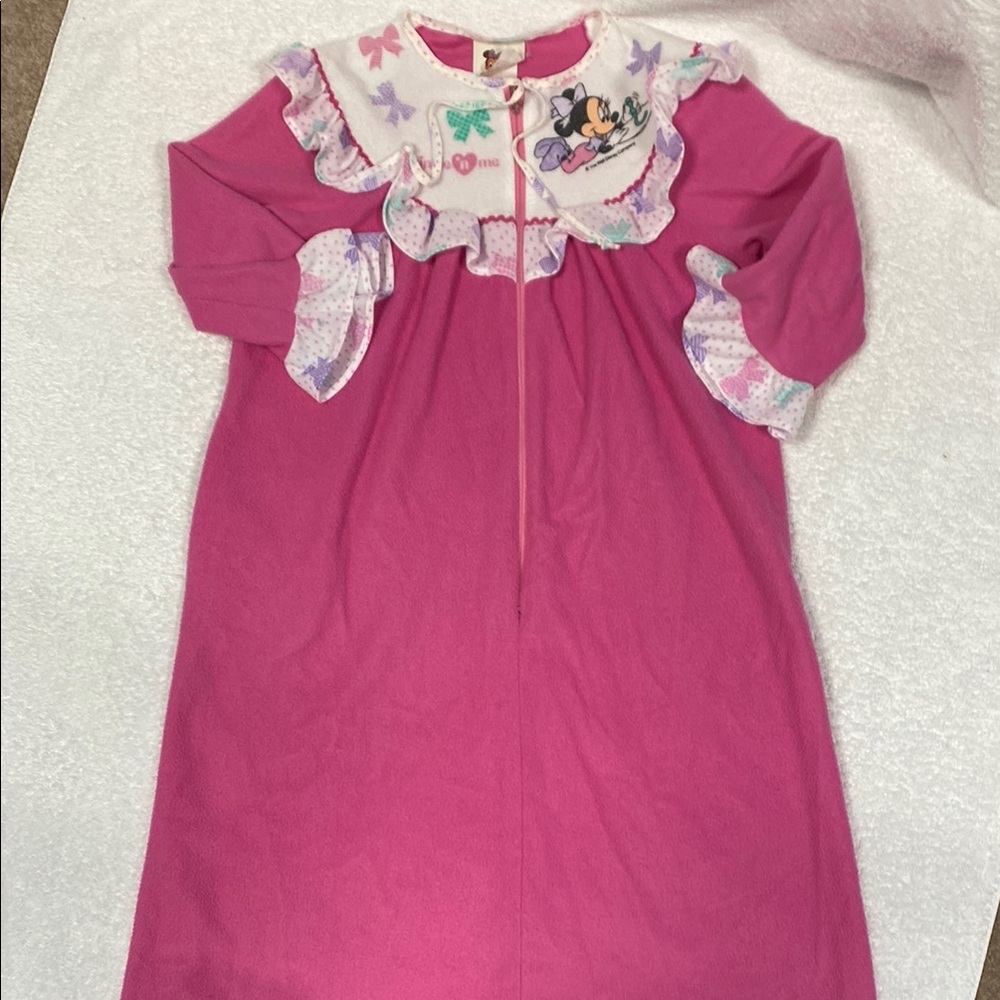 Vintage Rare Minnie N Me Bathrobe Girls Sz  5 Disney Housecoat Pink Zip Up 90’s